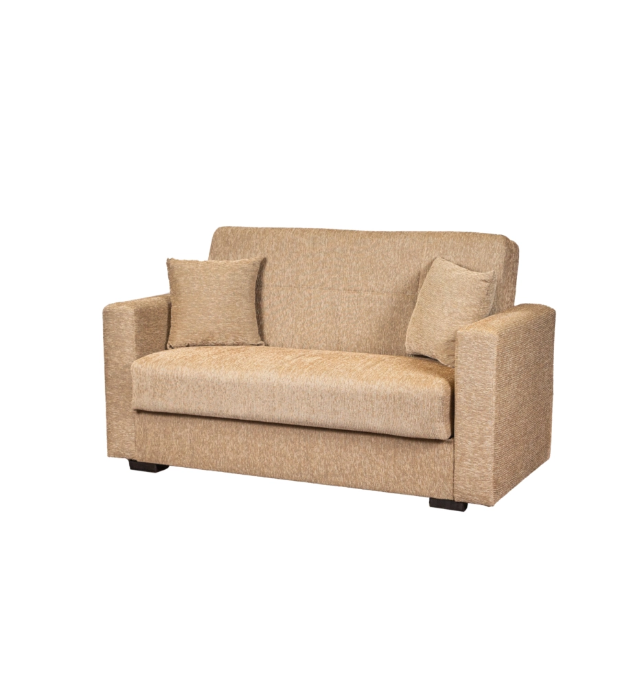 Divano letto "nora" 2 posti in tessuto beige, 155x80x87 cm